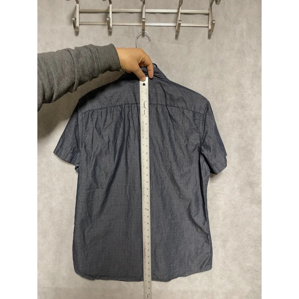 Banana‎ Republic Shirt Men M Geometric Chambray Denim Soft Wash Flecked Casual